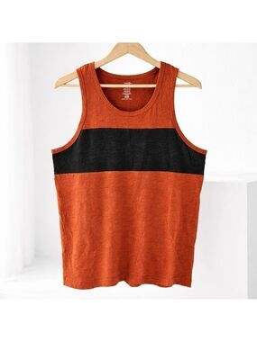 George Rust Orange Colorblock Tank Top | Size M | 100% Cotton Casual Basic